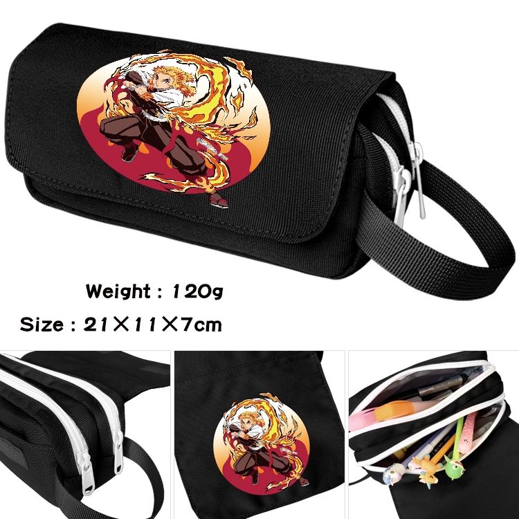 Demon Slayer Kimets Anime Multifunctional Waterproof Canvas Portable Pencil Bag Cosmetic Bag 20x11x7cm