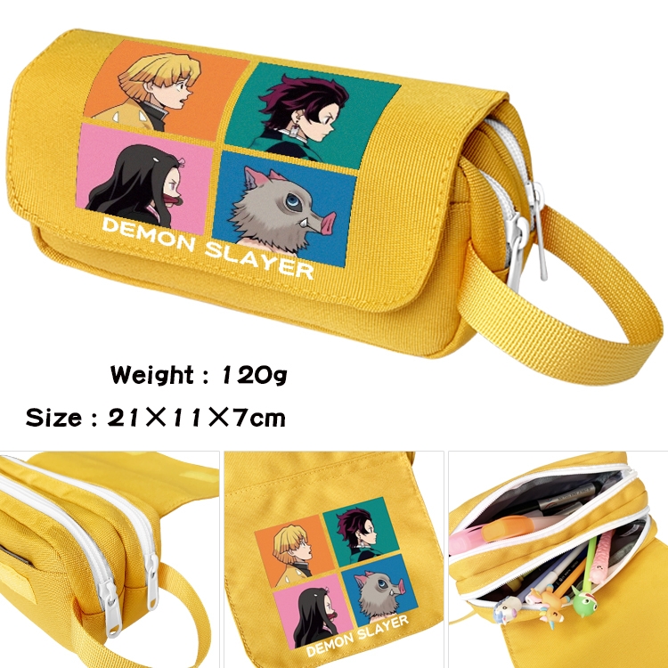 Demon Slayer Kimets Anime Multifunctional Waterproof Canvas Portable Pencil Bag Cosmetic Bag 20x11x7cm