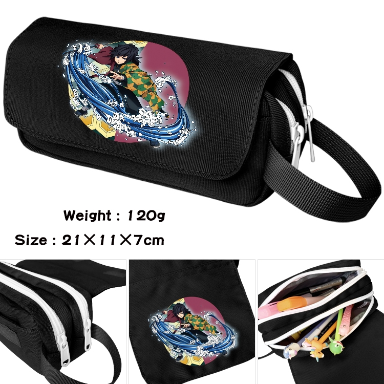 Demon Slayer Kimets Anime Multifunctional Waterproof Canvas Portable Pencil Bag Cosmetic Bag 20x11x7cm