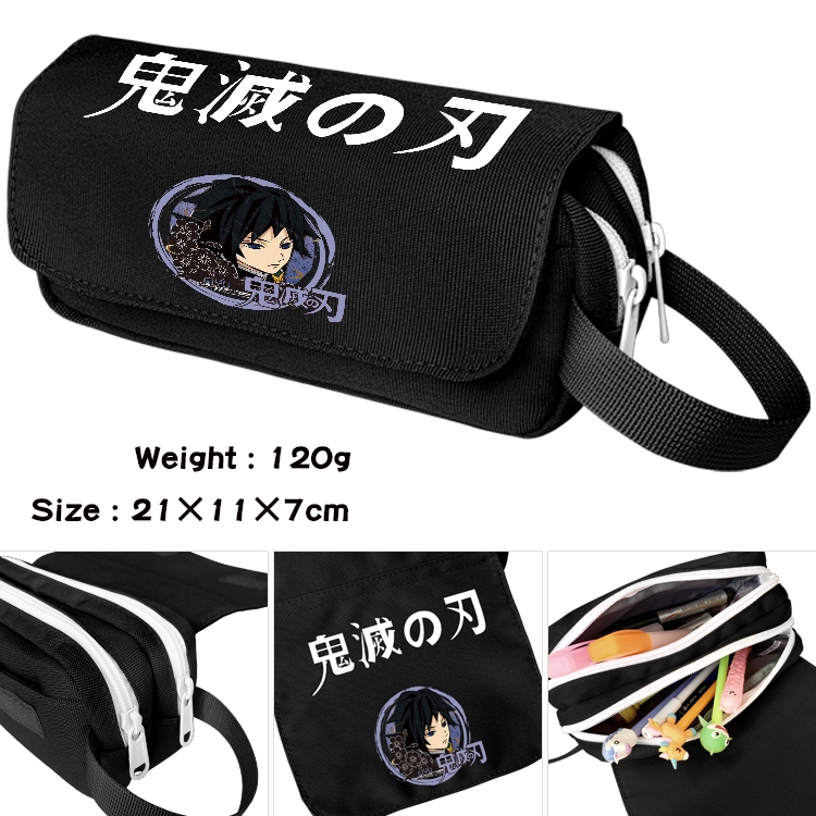 Demon Slayer Kimets Anime Multifunctional Waterproof Canvas Portable Pencil Bag Cosmetic Bag 20x11x7cm