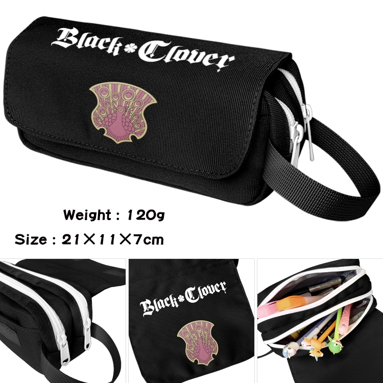 Black Clover  Anime Multifunctional Waterproof Canvas Portable Pencil Bag Cosmetic Bag 20x11x7cm