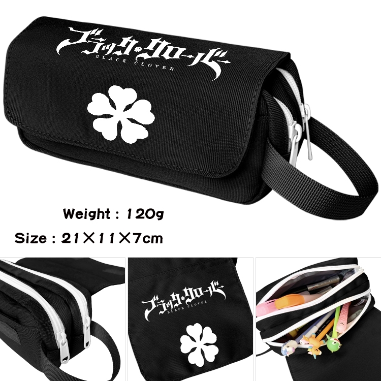 Black Clover  Anime Multifunctional Waterproof Canvas Portable Pencil Bag Cosmetic Bag 20x11x7cm