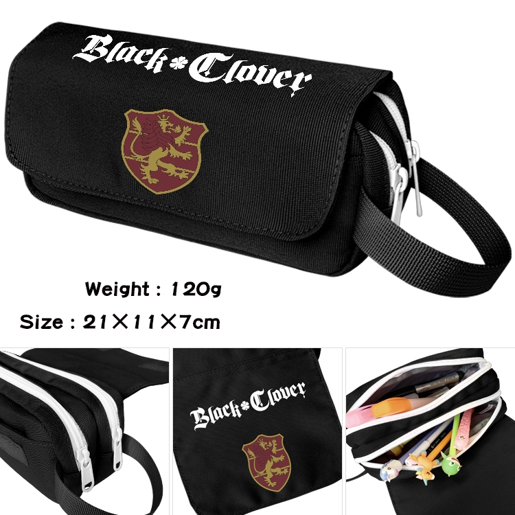 Black Clover  Anime Multifunctional Waterproof Canvas Portable Pencil Bag Cosmetic Bag 20x11x7cm