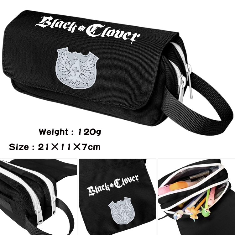 Black Clover  Anime Multifunctional Waterproof Canvas Portable Pencil Bag Cosmetic Bag 20x11x7cm