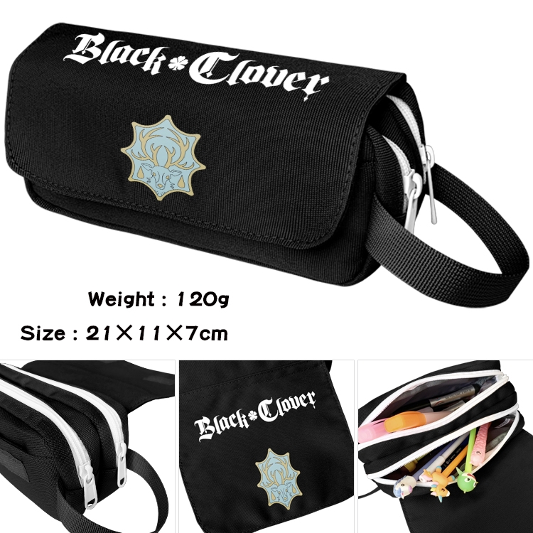 Black Clover  Anime Multifunctional Waterproof Canvas Portable Pencil Bag Cosmetic Bag 20x11x7cm