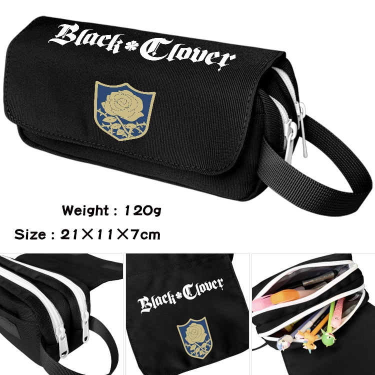 Black Clover  Anime Multifunctional Waterproof Canvas Portable Pencil Bag Cosmetic Bag 20x11x7cm