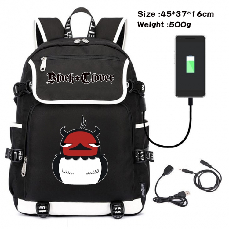 Black Clover Anime Flip Data Cable Backpack School Bag 45X37X16CM