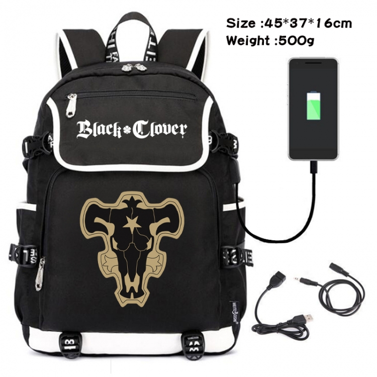 Black Clover Anime Flip Data Cable Backpack School Bag 45X37X16CM