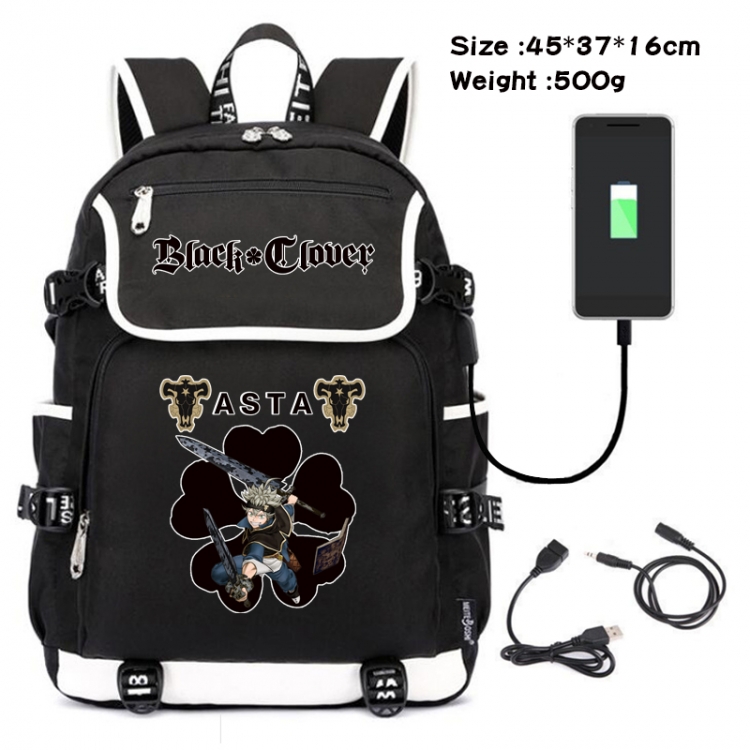 Black Clover Anime Flip Data Cable Backpack School Bag 45X37X16CM