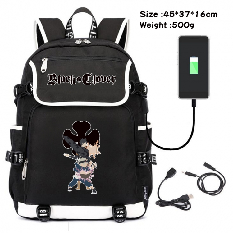 Black Clover Anime Flip Data Cable Backpack School Bag 45X37X16CM