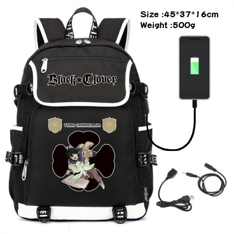 Black Clover Anime Flip Data Cable Backpack School Bag 45X37X16CM