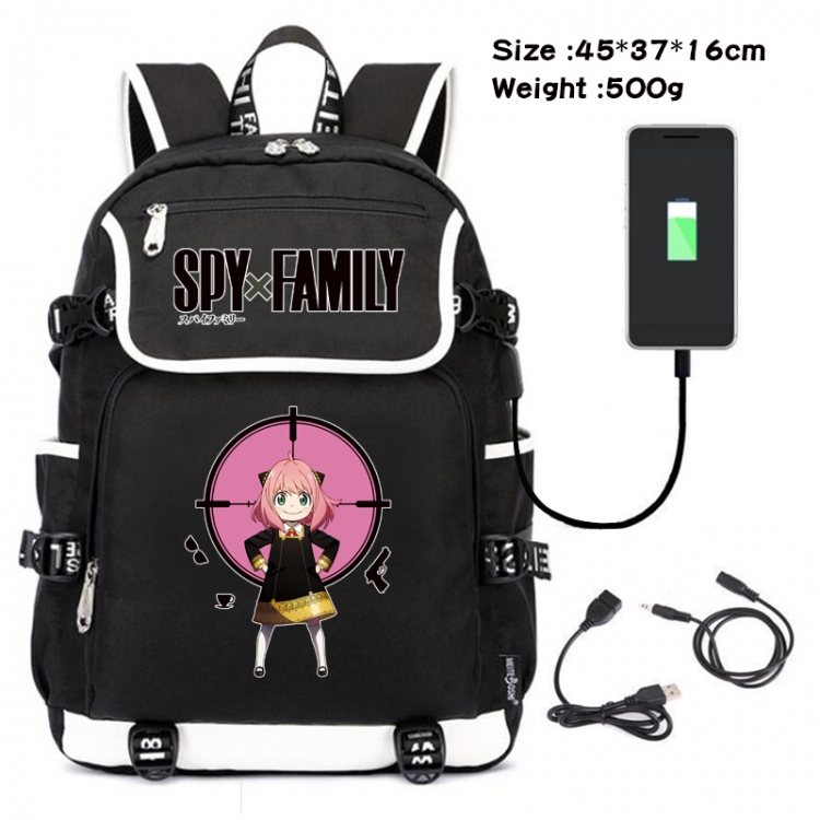 SPY×FAMILY Anime Flip Data Cable Backpack School Bag 45X37X16CM