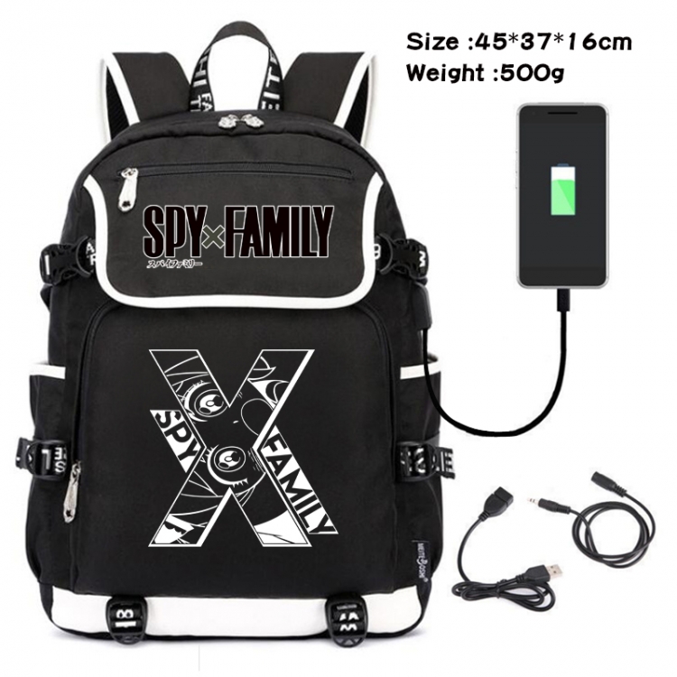 SPY×FAMILY Anime Flip Data Cable Backpack School Bag 45X37X16CM