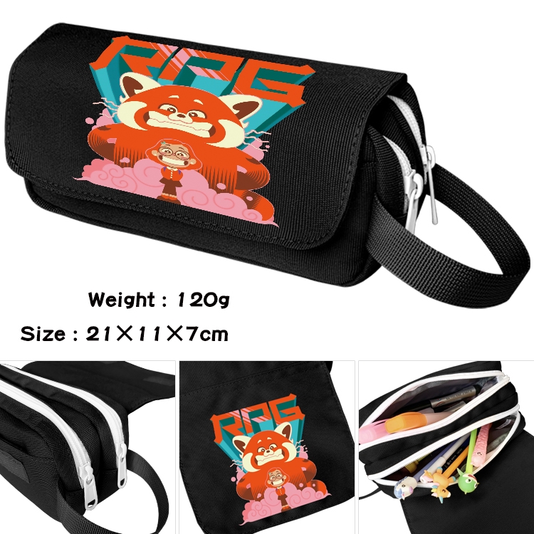 Turning Red Outdoor Anime Multifunctional Waterproof Canvas Portable Pencil Bag Cosmetic Bag 20x11x7cm