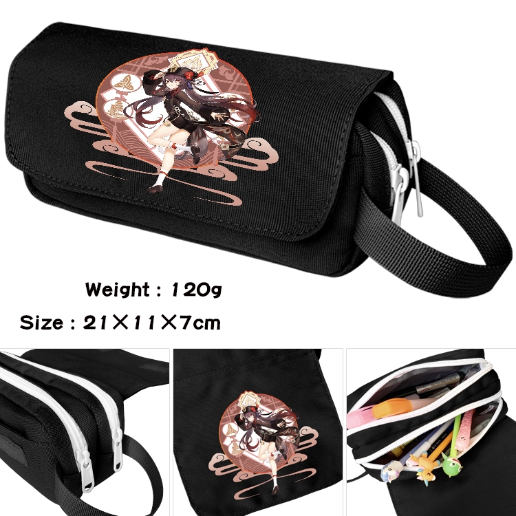 Genshin Impact Anime Multifunctional Waterproof Canvas Portable Pencil Bag Cosmetic Bag 20x11x7cm