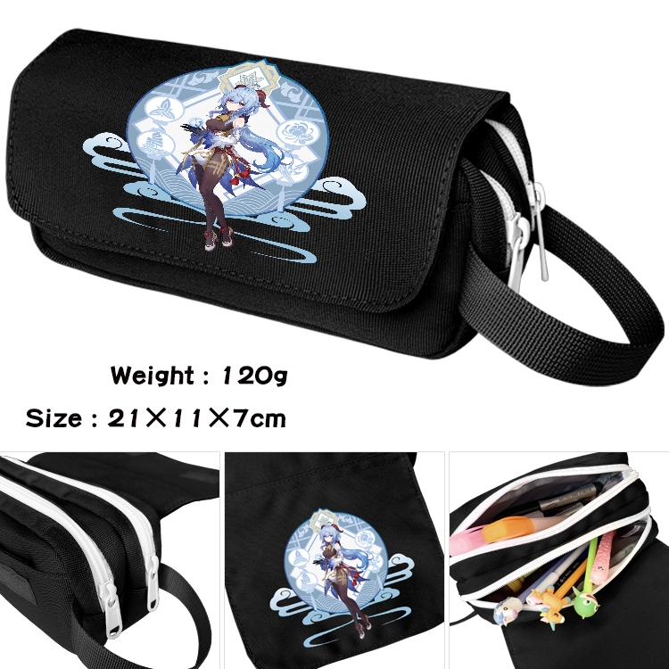 Genshin Impact Anime Multifunctional Waterproof Canvas Portable Pencil Bag Cosmetic Bag 20x11x7cm