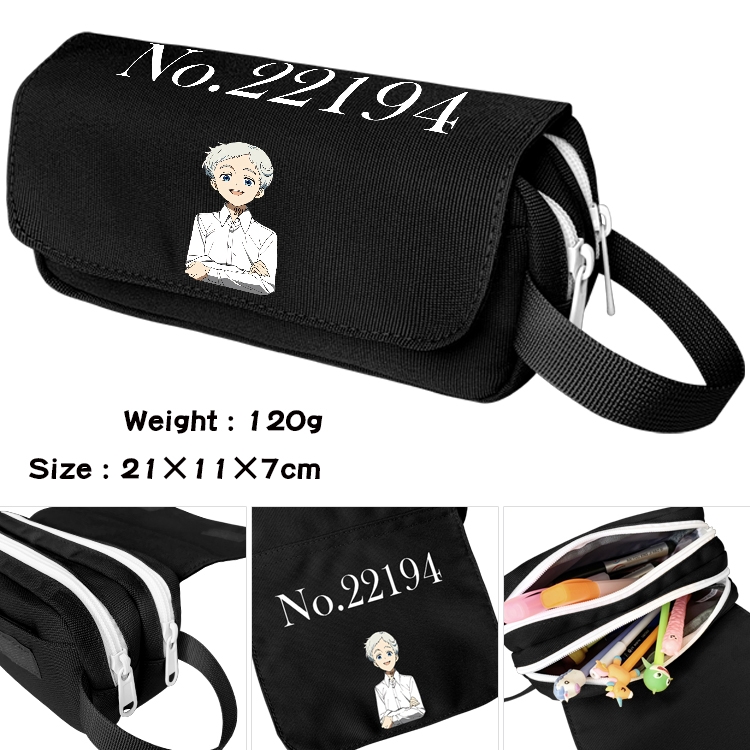 The Promised Neverla Anime Multifunctional Waterproof Canvas Portable Pencil Bag Cosmetic Bag 20x11x7cm