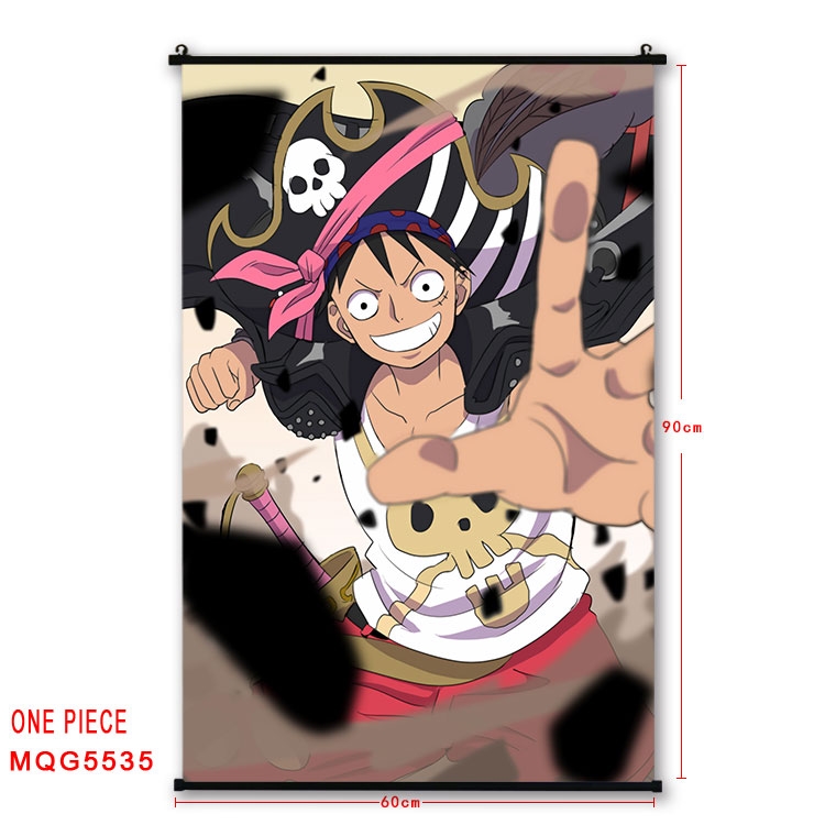 One Piece black Plastic rod Cloth painting Wall Scroll 60X90CM MQG-5535