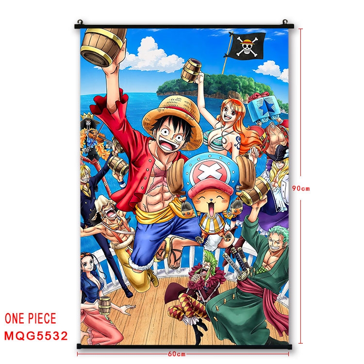 One Piece black Plastic rod Cloth painting Wall Scroll 60X90CM  MQG-5532