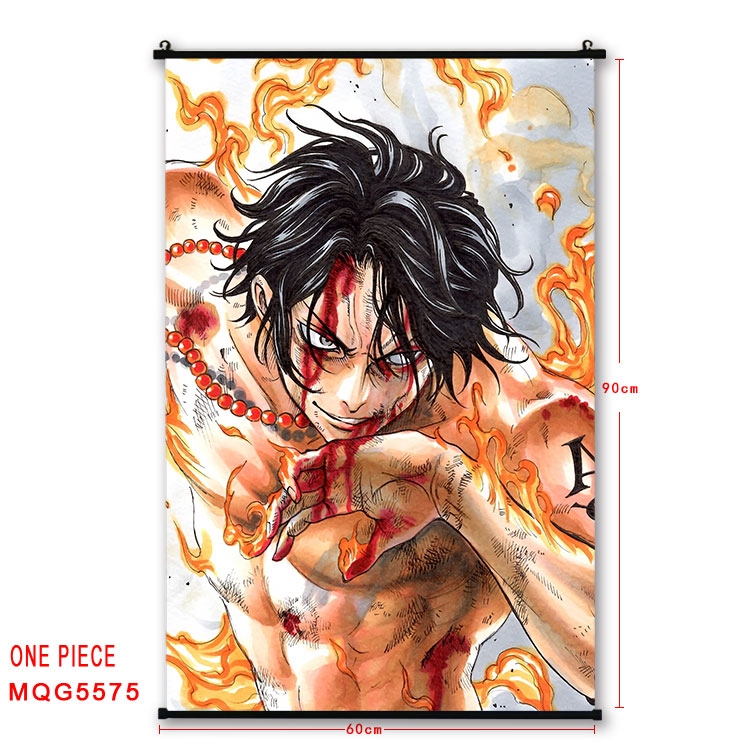 One Piece black Plastic rod Cloth painting Wall Scroll 60X90CM  MQG-5575