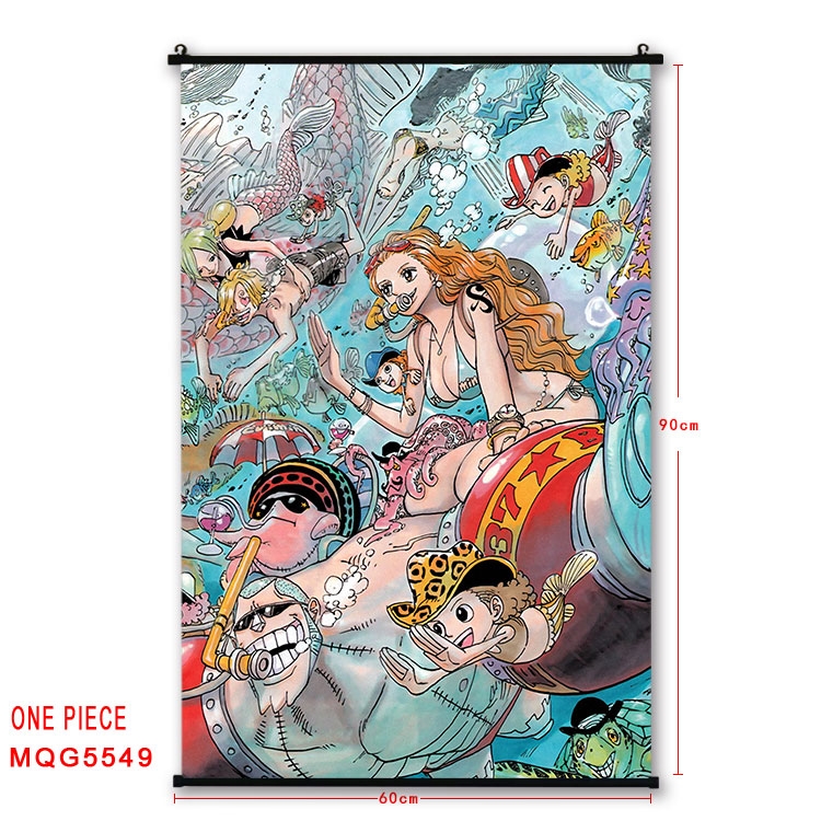 One Piece black Plastic rod Cloth painting Wall Scroll 60X90CM MQG-5549