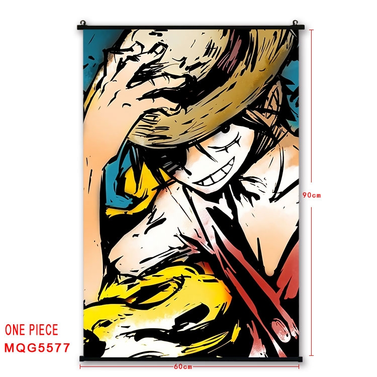 One Piece black Plastic rod Cloth painting Wall Scroll 60X90CM MQG-5577