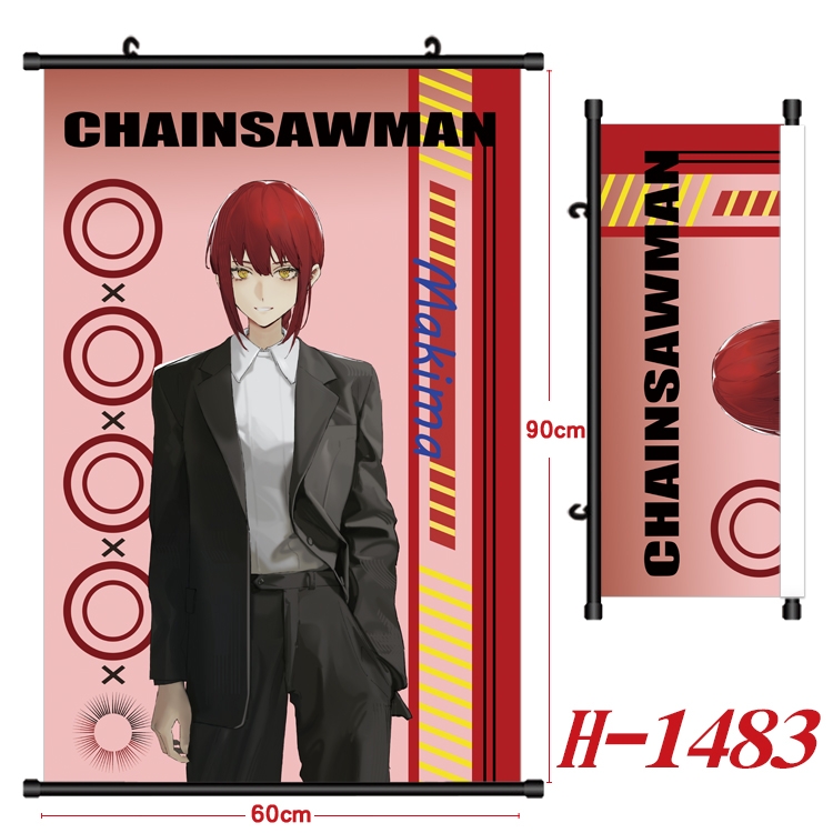 Chainsaw Man Anime Black Plastic Rod Canvas Painting 60X90CM H-1483