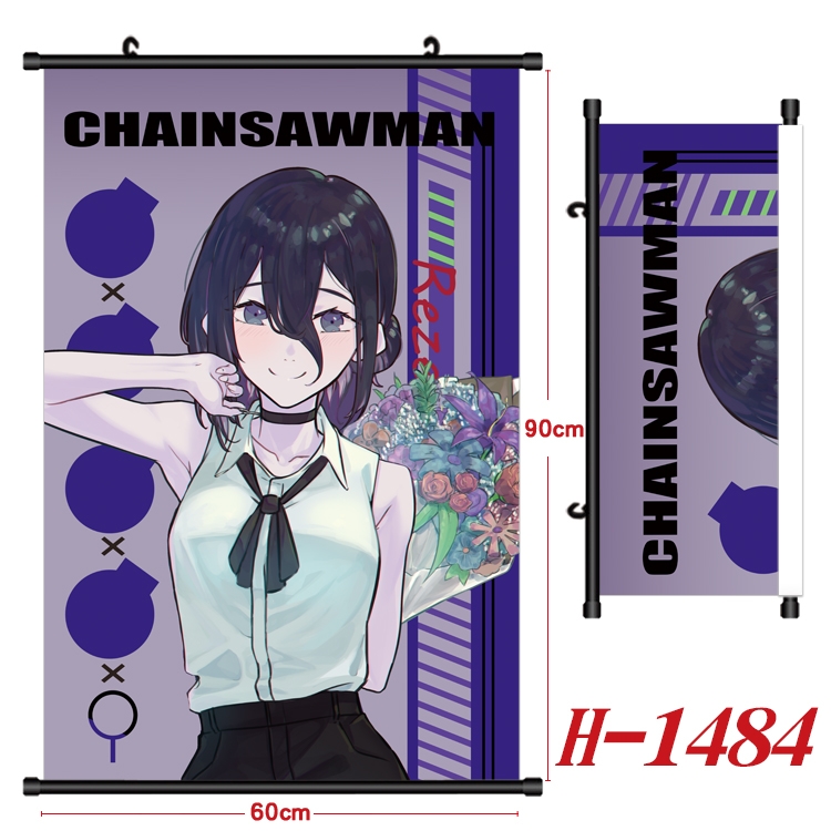 Chainsaw Man Anime Black Plastic Rod Canvas Painting 60X90CM H-1484