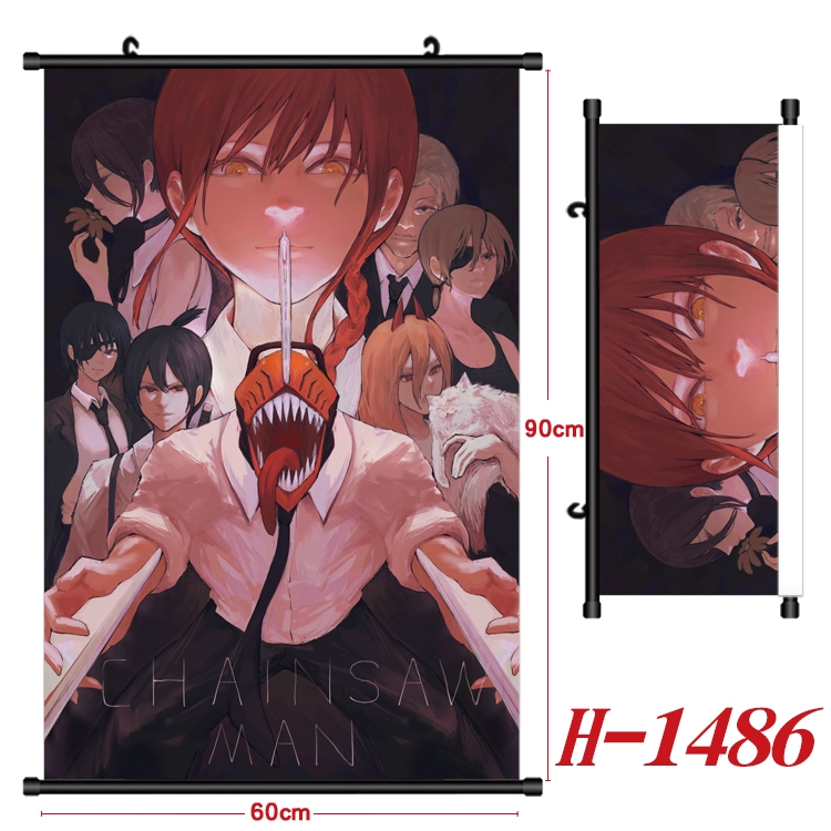 Chainsaw Man Anime Black Plastic Rod Canvas Painting 60X90CM H-1486