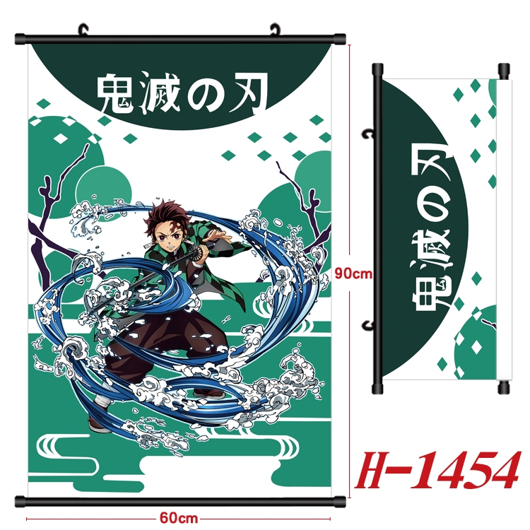 Demon Slayer Kimets Anime Black Plastic Rod Canvas Painting 60X90CM H-1454