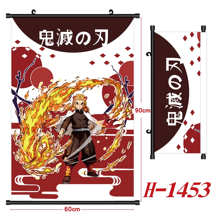 Demon Slayer Kimets Anime Black Plastic Rod Canvas Painting 60X90CM H-1453