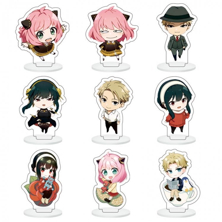SPY×FAMILY Anime Character acrylic Small Standing Plates  Keychain 6cm a set of 9 B007