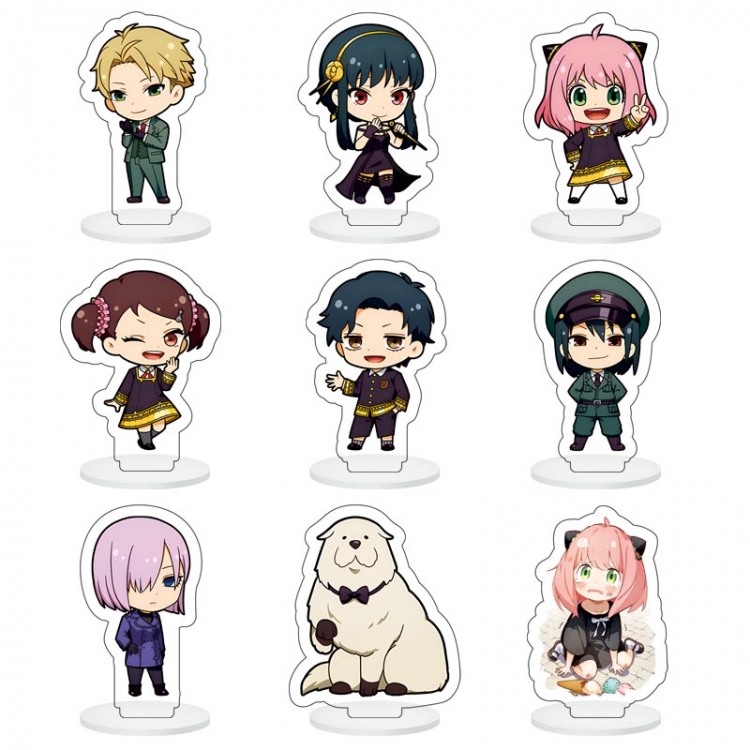 SPY×FAMILY Anime Character acrylic Small Standing Plates  Keychain 6cm a set of 9 B006