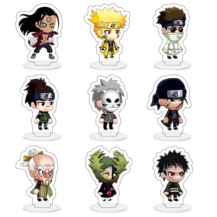 Naruto Anime Character acrylic Small Standing Plates  Keychain 6cm a set of 9  B005