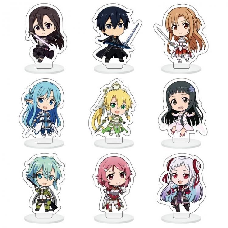 Sword Art Online Anime Character acrylic Small Standing Plates  Keychain 6cm a set of 9 B001