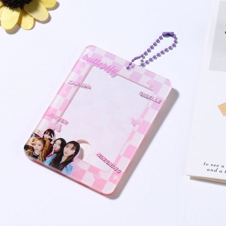 aespa Bead Chain Star Surrounding Acrylic Card Sleeve Keychain Pendant 7.5X10.5CM  price for 2 pcs