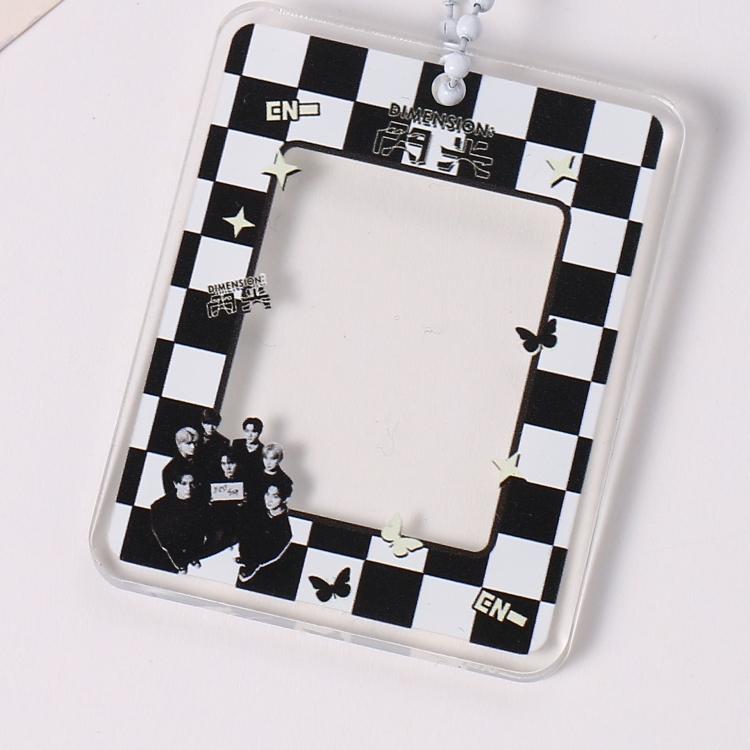 EN Bead Chain Star Surrounding Acrylic Card Sleeve Keychain Pendant 7.5X10.5CM  price for 2 pcs
