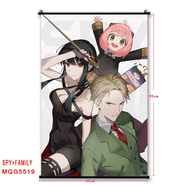 SPY×FAMILY  black Plastic rod Cloth painting Wall Scroll 60X90CM  MQG-5519