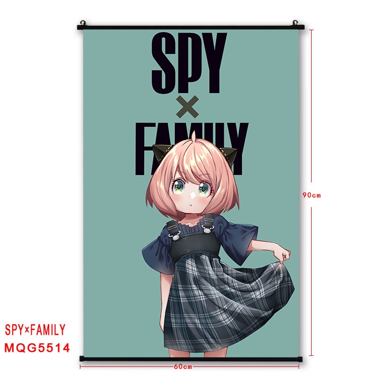 SPY×FAMILY  black Plastic rod Cloth painting Wall Scroll 60X90CM MQG-5514