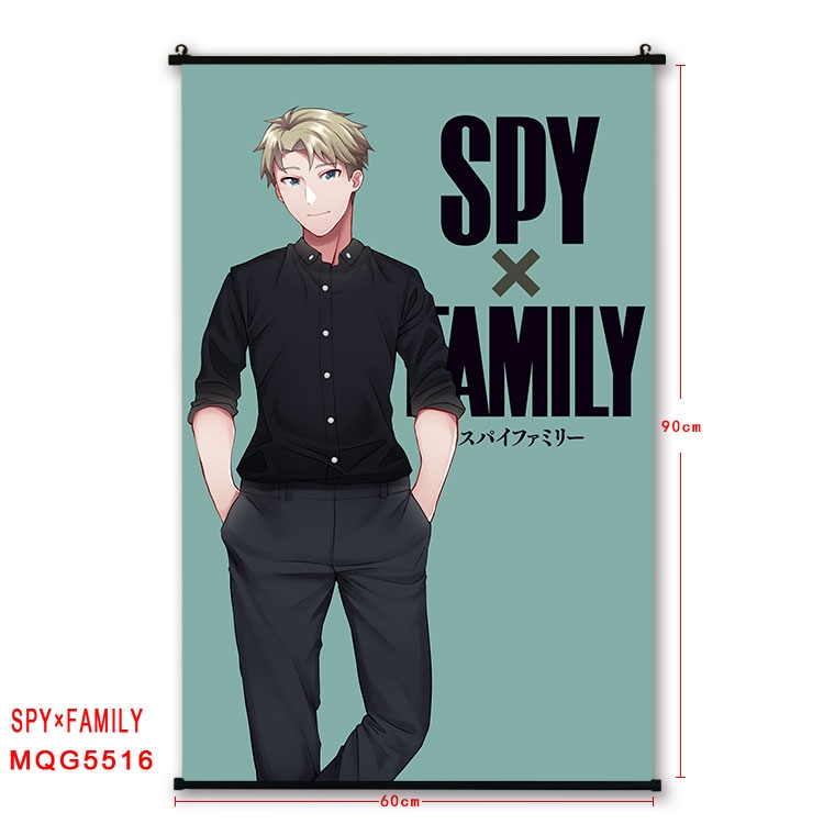 SPY×FAMILY  black Plastic rod Cloth painting Wall Scroll 60X90CM MQG-5516