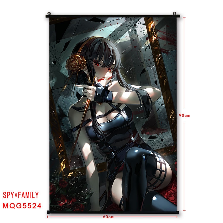 SPY×FAMILY  black Plastic rod Cloth painting Wall Scroll 60X90CM MQG-5524