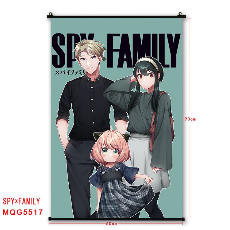 SPY×FAMILY  black Plastic rod Cloth painting Wall Scroll 60X90CM MQG-5517