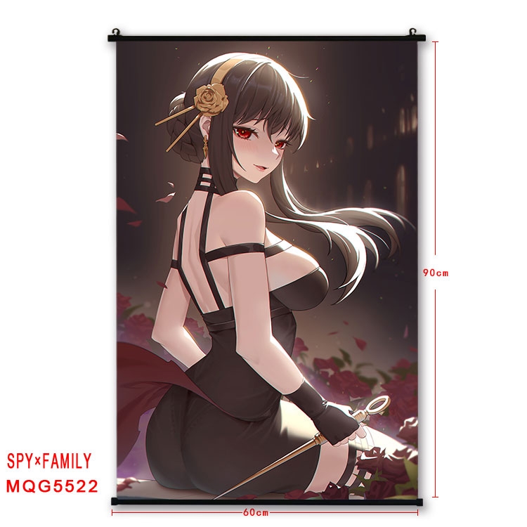 SPY×FAMILY  black Plastic rod Cloth painting Wall Scroll 60X90CM   MQG-5522