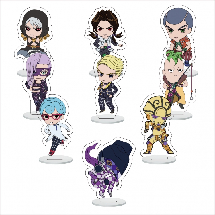 JoJos Bizarre Adventure Anime Character acrylic Small Standing Plates  Keychain 6cm a set of 9 B034