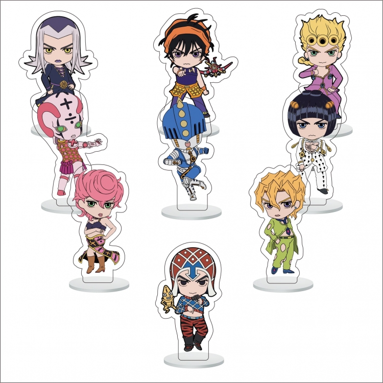 JoJos Bizarre Adventure Anime Character acrylic Small Standing Plates  Keychain 6cm a set of 9 B033
