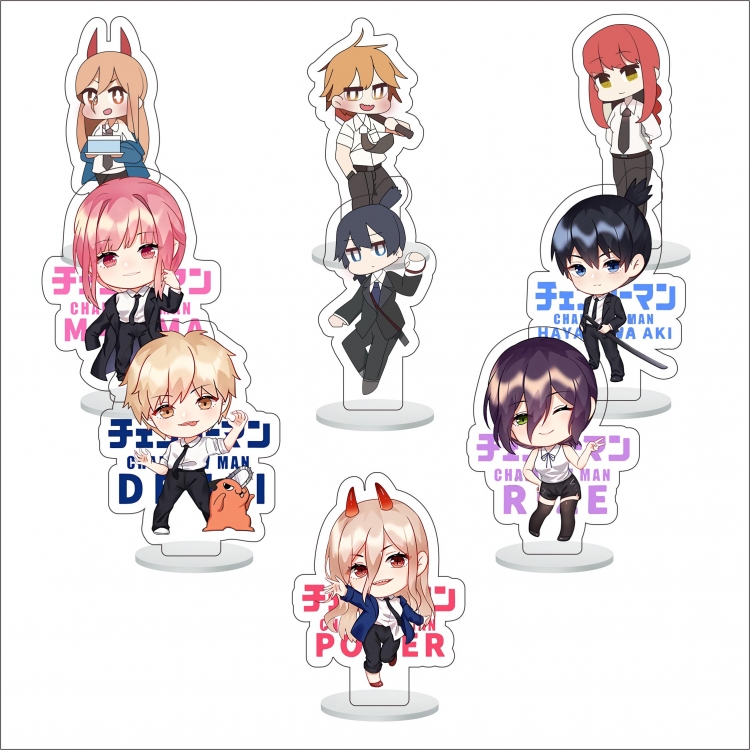Chainsaw Man Anime Character acrylic Small Standing Plates  Keychain 6cm a set of 9 B039