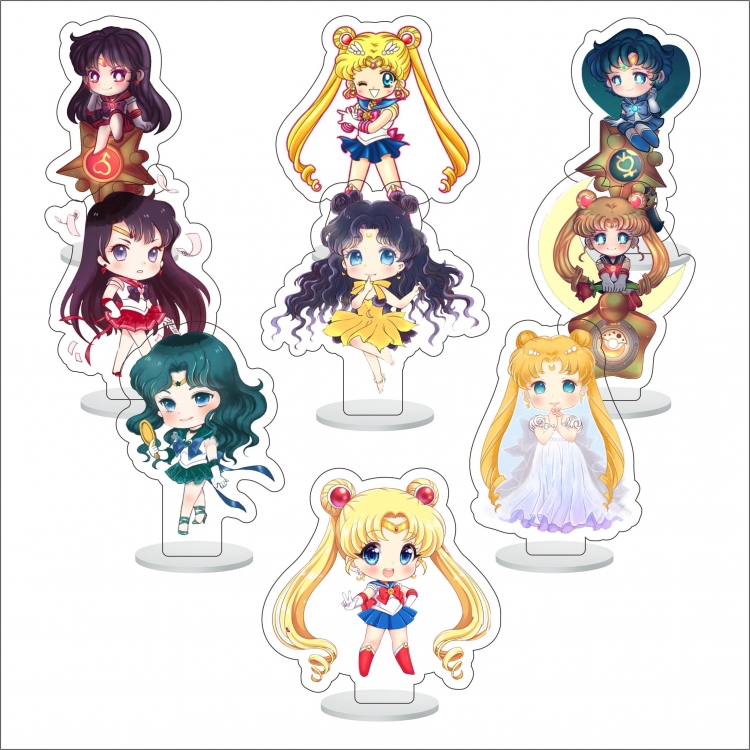 sailormoon Anime Character acrylic Small Standing Plates  Keychain 6cm a set of 9 B043