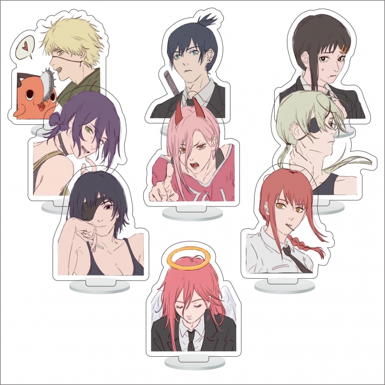 Chainsaw Man Anime Character acrylic Small Standing Plates  Keychain 6cm a set of 9 B041