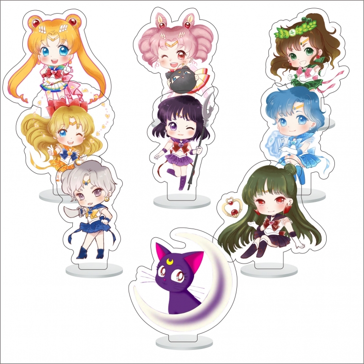 sailormoon Anime Character acrylic Small Standing Plates  Keychain 6cm a set of 9 B042