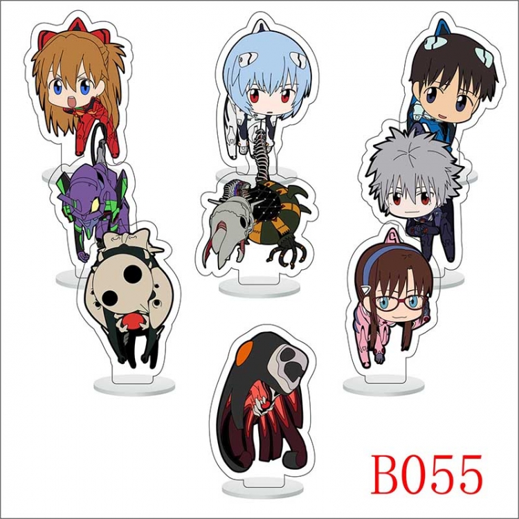 EVA  Anime Character acrylic Small Standing Plates  Keychain 6cm a set of 9 B055